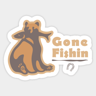 Gone Fishin Bear Sticker